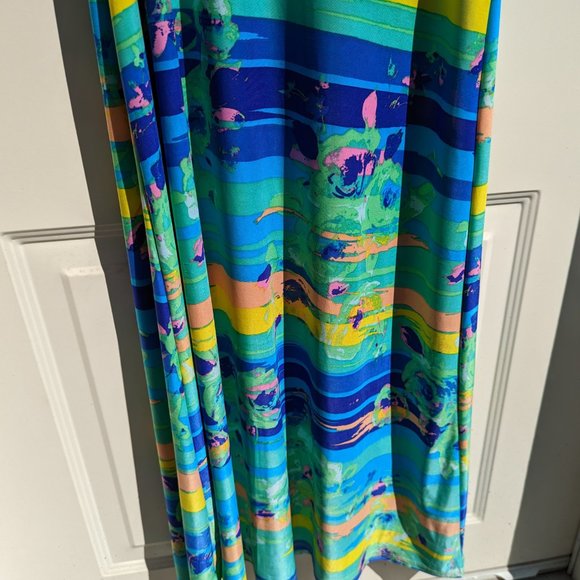 Pretty Young Thing Maxi Summer Dress Blue Sunset Floral Size S - EUC! - Picture 3 of 13